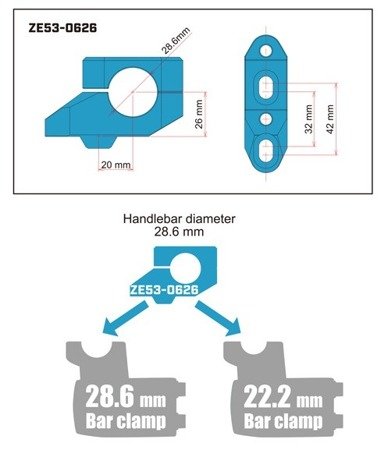 Risery podwyższenie kierownicy ZETA 26 mm z przesunięciem FATBAR ZE53-0626